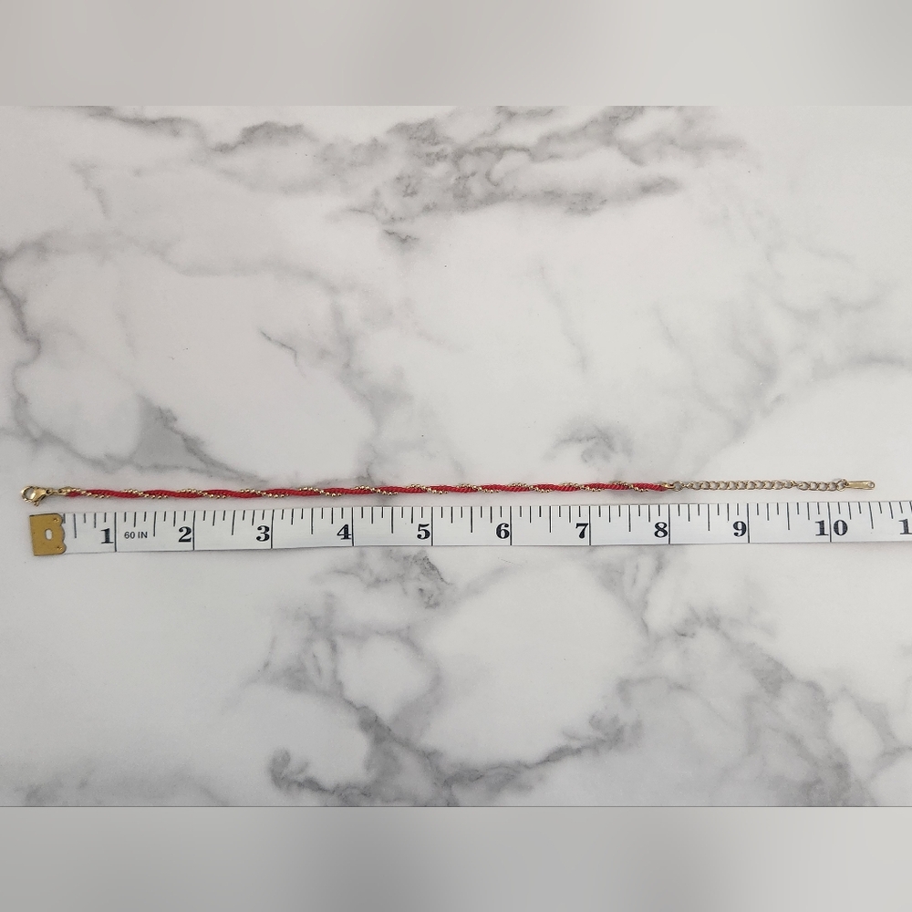 Red Cord Gold Bead Twisted Anklet Lucky Protection Jewelry - Picture 12 of 13
